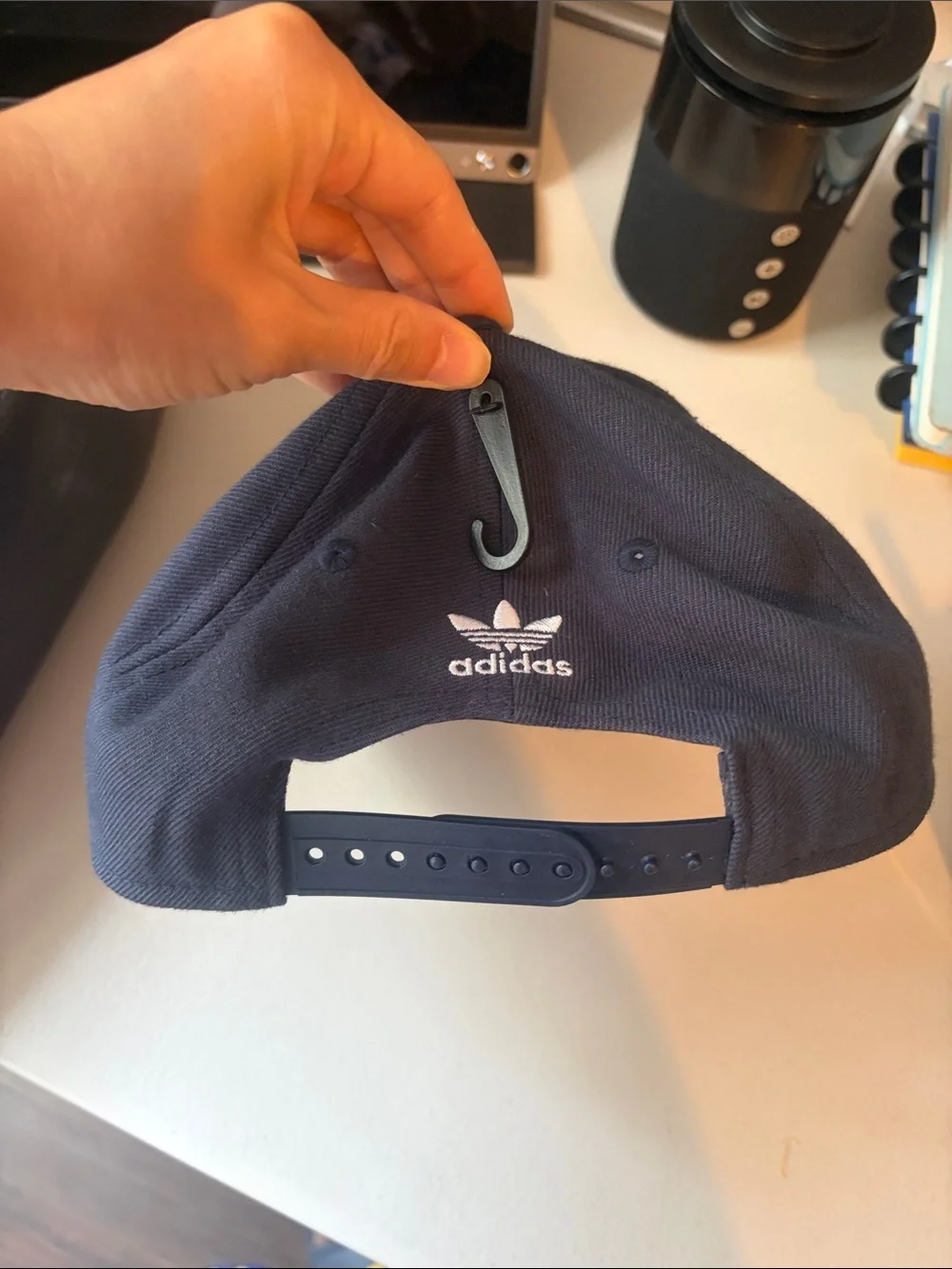 adidas Navy Blue and White Trefoil Snapback Cap youth